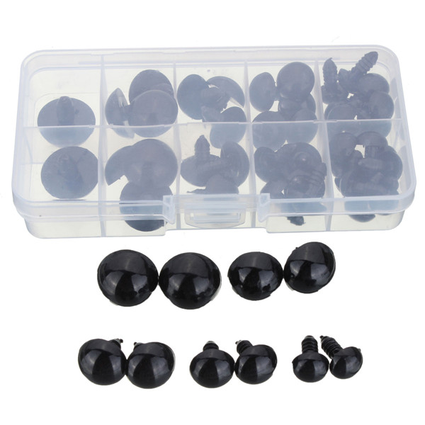  12-20mm Black Plastic Safety Eyes for Teddy Bear 