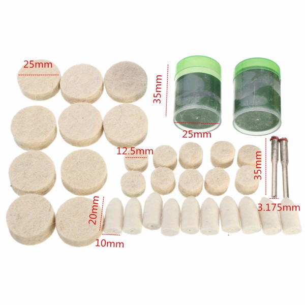  34pcs 1/8 Inch Wool Polishing Buffing 