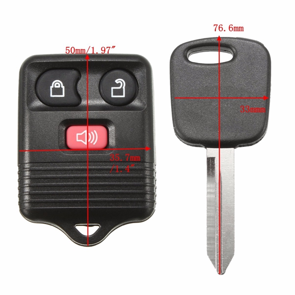 Auto Keyless Entry Remote Key Fob Transponder Chip 3 Button voor Ford F150 F250 F350