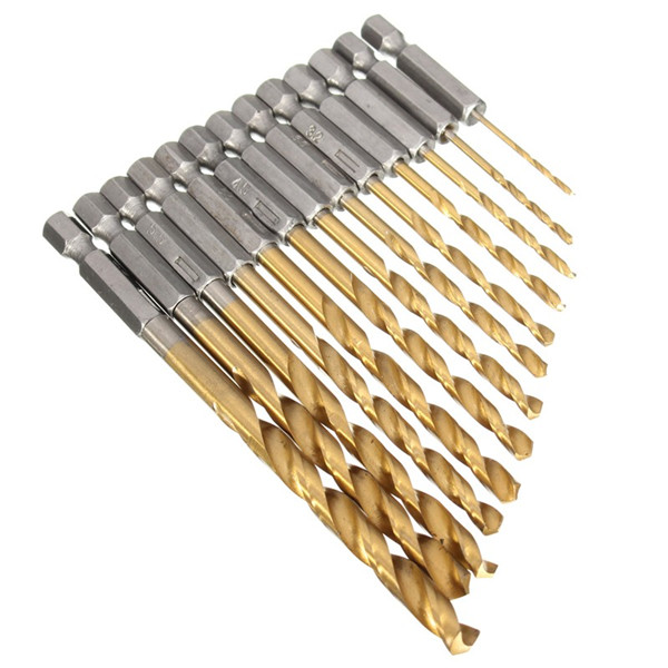 1/4 Inch Hex Shank 1.5-6.5mm HSS Titanium Coated Drill Bit Set