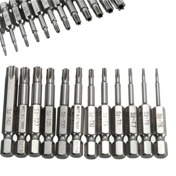 1/4 Inch 50mm T5-T40 Magnetic Torx Screwdriver Bits 