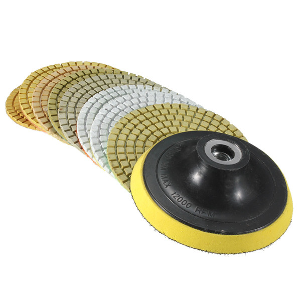 9pcs 4 Inch 50-3000 Grit Wet Dry Diamond Polishing Pads Set with Self-Adhesive Disc Polishing Tool