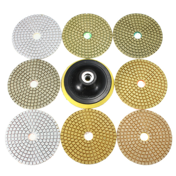 9pcs 4 Inch 50-3000 Grit Wet Dry Diamond Polishing Pads Set with Self-Adhesive Disc Polishing Tool