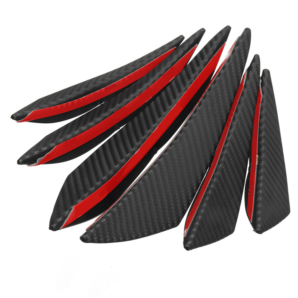 6pcs Universal Carbon Fiber Spoiler Front Bumper Fins Spoiler Canards Refit Car Spoiler Wing