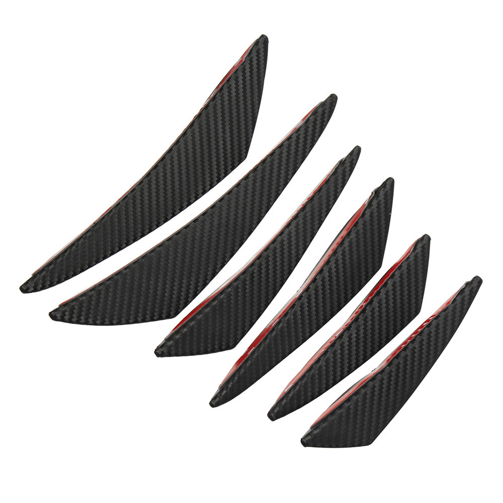 6pcs Universal Carbon Fiber Spoiler Front Bumper Fins Spoiler Canards Refit Car Spoiler Wing