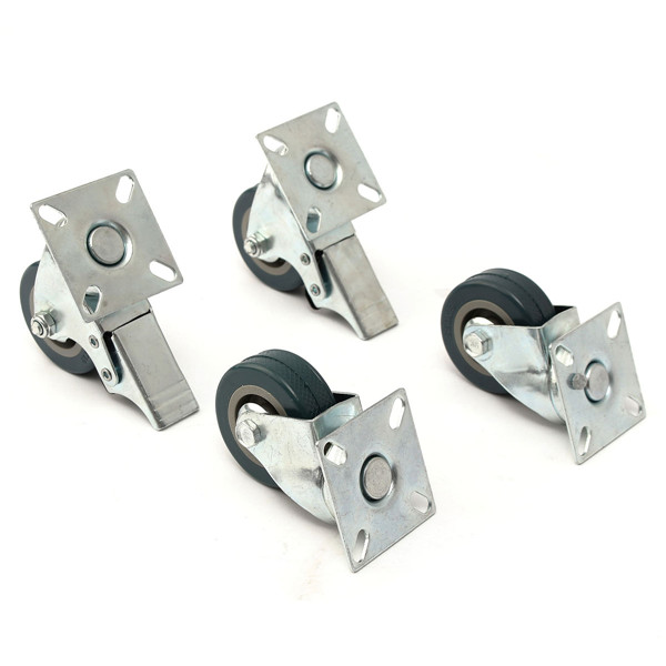 4 stuks 50mm zware rechte rubberen zwenkwielenwielen Trolley Caster Brake