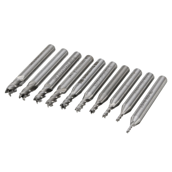 10 stuks 1.5mm tot 6mm HSS 4 Flute End Mill Cutter 6mm Schacht Milling Cutterset