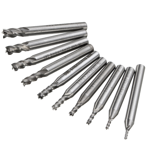 10 stuks 1.5mm tot 6mm HSS 4 Flute End Mill Cutter 6mm Schacht Milling Cutterset