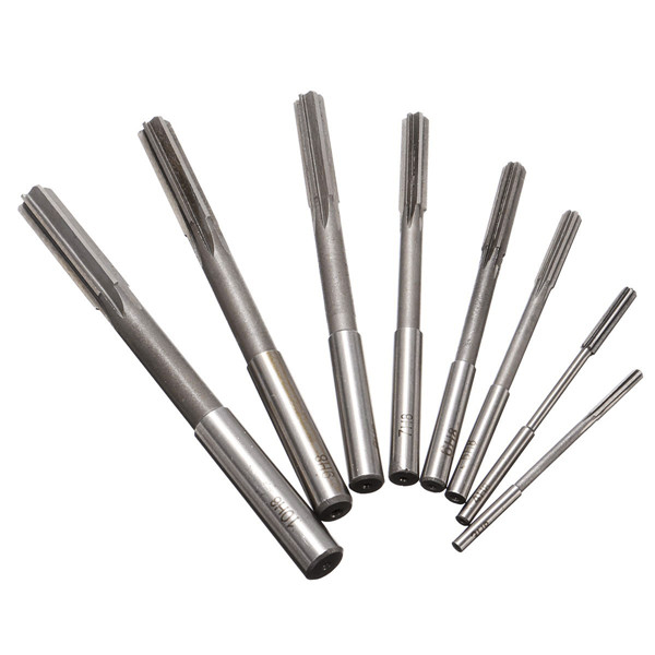 8 stuks 3-10mm HSS Machine Reamer Rechte Shank Milling Reamer Chucking Reamer