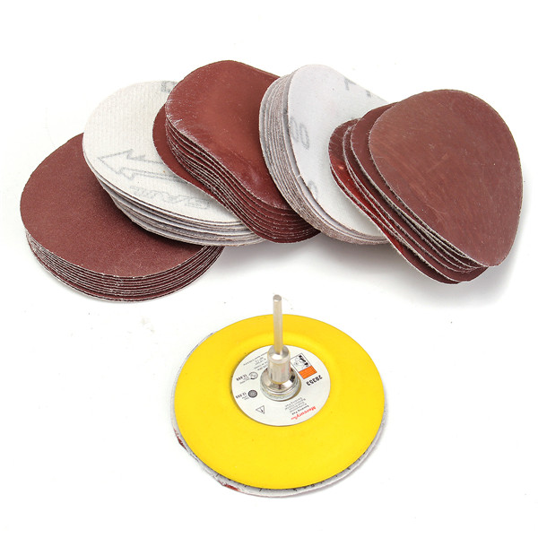 3 Inch 75mm Hook and Loop Sanding Pad 1/4 Inch Shank with 60pcs Sand Paper Kit