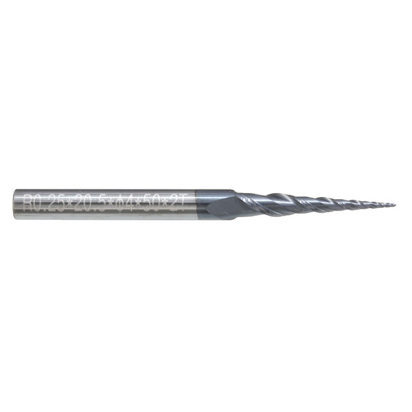 4 stuks R0.25 / R0.5 / R0.75 / R1.0mm 2 Flescarbide Tapered End Mill Ball Neus Snijgereedschap