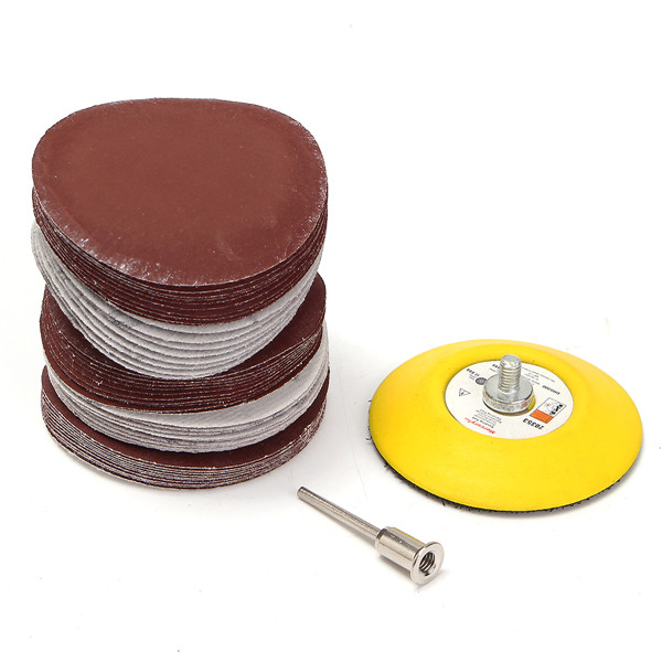 3 Inch 75mm Hook and Loop Sanding Pad 1/4 Inch Shank with 60pcs Sand Paper Kit