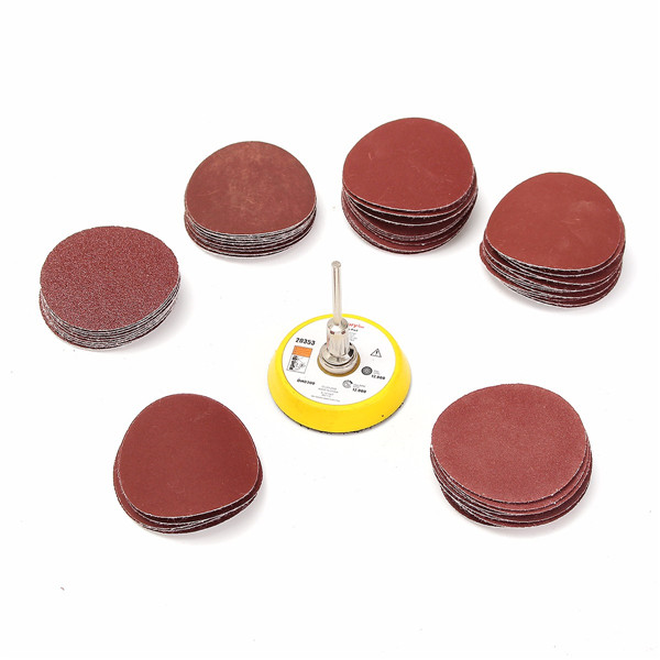 3 Inch 75mm Hook and Loop Sanding Pad 1/4 Inch Shank with 60pcs Sand Paper Kit