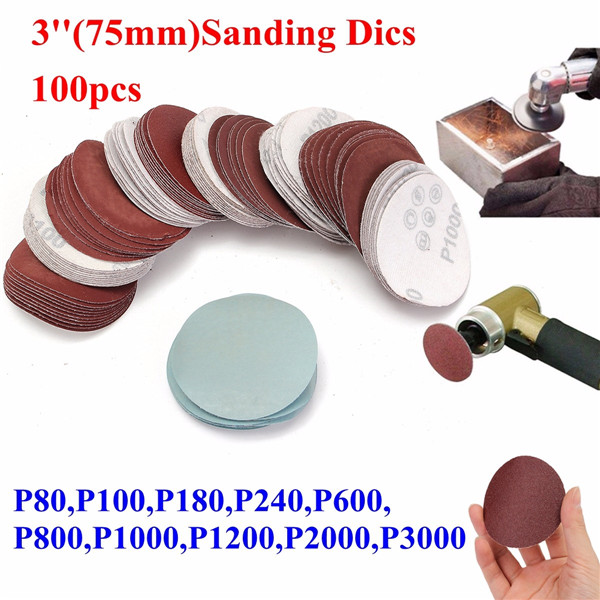 100 stuks 3 inch 75mm 80 tot 3000 Grit Sand Paper Sanding Polishing Pad