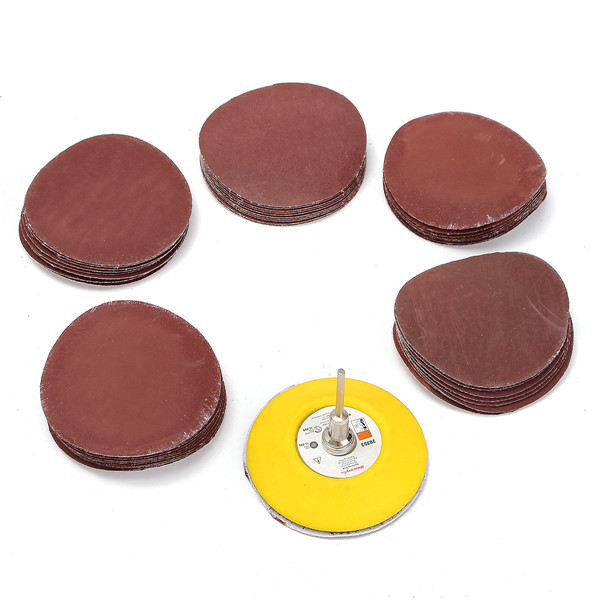 3 Inch 75mm Hook and Loop Sanding Pad 1/4 Inch Shank with 60pcs Sand Paper Kit