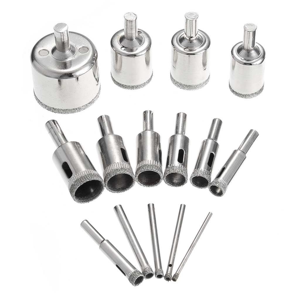 15pcs 3-42mm Diamond Drill Bits Set Hole Saw Cutter for Glass Ceramic