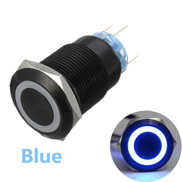 19mm 12V 5-pin Led Light Metaal Push Button Momentaire Switch