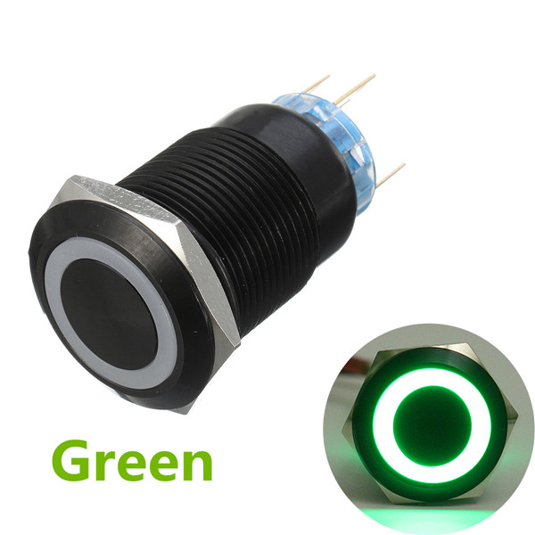 19mm 12V 5-pin Led Light Metaal Push Button Momentaire Switch