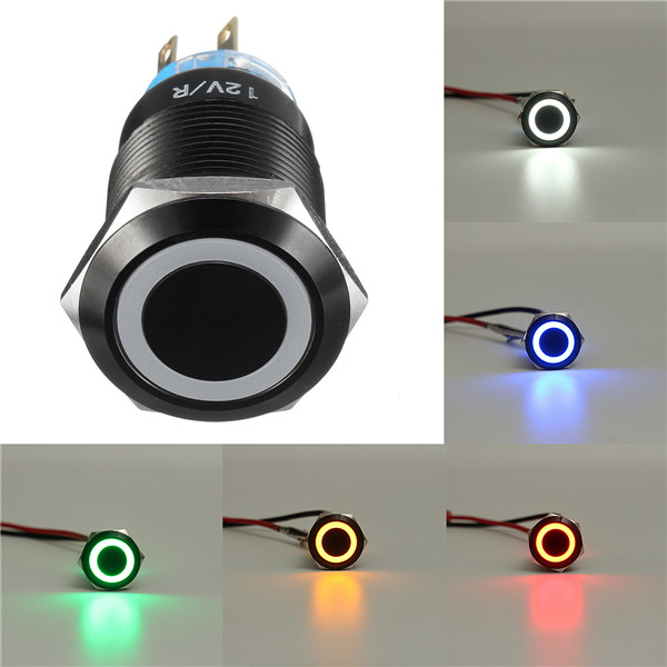 19mm 12V 5-pin Led Light Metaal Push Button Momentaire Switch