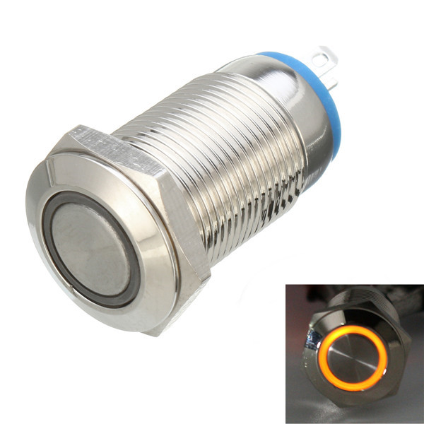 DC 12V 12mm Led Light Metaal Push Button Latching Switch Waterdichte Switch