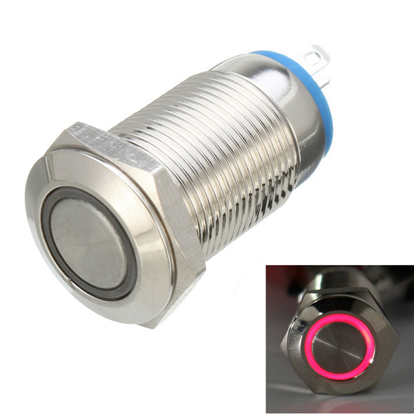 DC 12V 12mm Led Light Metaal Push Button Latching Switch Waterdichte Switch