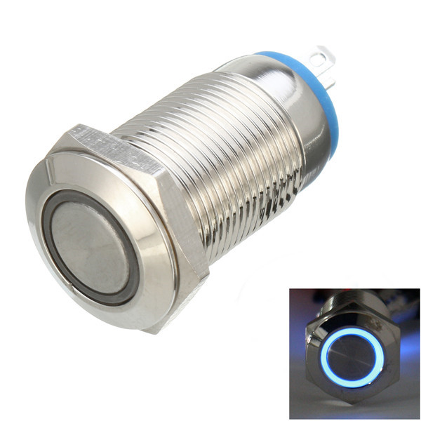 DC 12V 12mm Led Light Metaal Push Button Latching Switch Waterdichte Switch