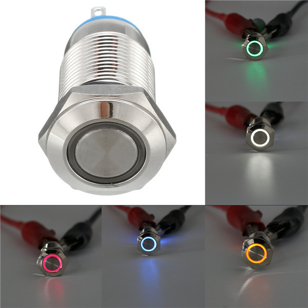 DC 12V 12mm Led Light Metaal Push Button Latching Switch Waterdichte Switch