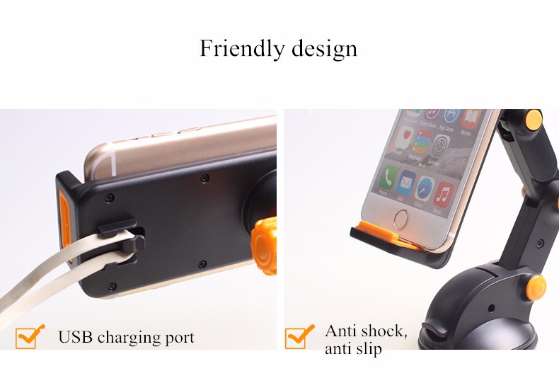 2-in-1 360 ° schaalbare auto dashboard sucker mount houder stand voor Smartphone Tablet PC Navigator