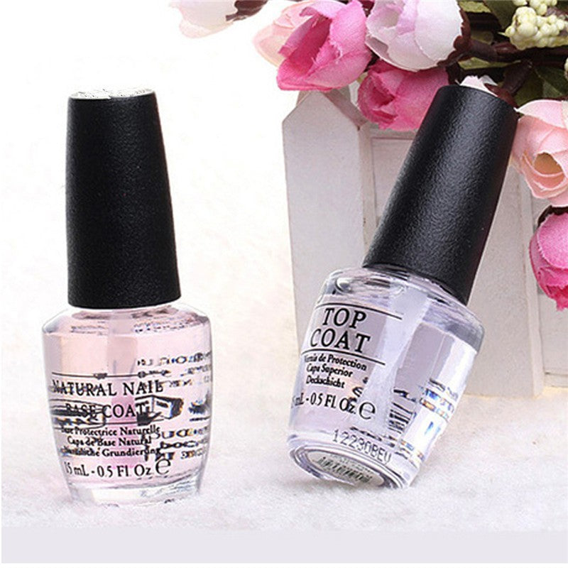 2pcs 15ml nail art polish natural base coat & clear top coat lacquer ...