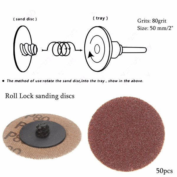 50 stuks 2 inch 80 Grit Roll Lock Slijpschijf Slijpbladen