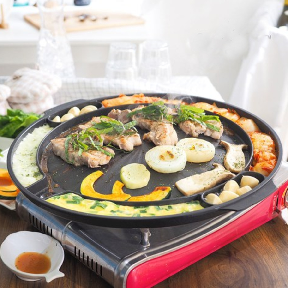 Picnic Bbq Aluminium Antiaanbak Grill Pan Koreaans Barbecue Bord Kookplaat Dennisdeal Com
