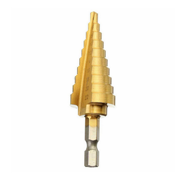 Doersupp 4-22mm Hex Schacht Step Cone Boor Bit HSS Titanium Coated Hole Cutter