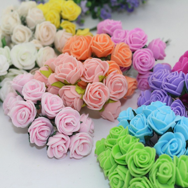 50st 2,5cm Kunstmatige Rozen PE Schuim Simulatie Rose Bloemen Bloemen Wedding Party Home Decoration