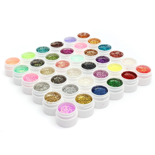 1 Pot 36 Color Glitter UV Gel Builder Nail Art Polish