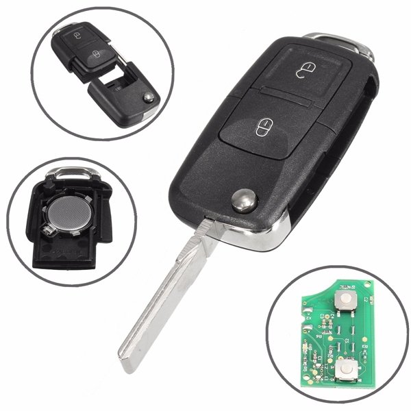 Auto 433MHz ID48 Chips 2 BTN Remote Key Alarm Fob Flip Uncut voor VW 1J0 959 753 AG