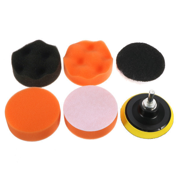 7pcs Polish Wax Foam Sponge Pad Met Booradapter