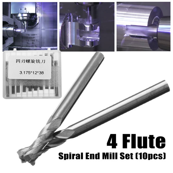 10 stks 3.175mm Schacht 4 Fluit End Mill Cutter Spiral Carbide CNC Frees Boor