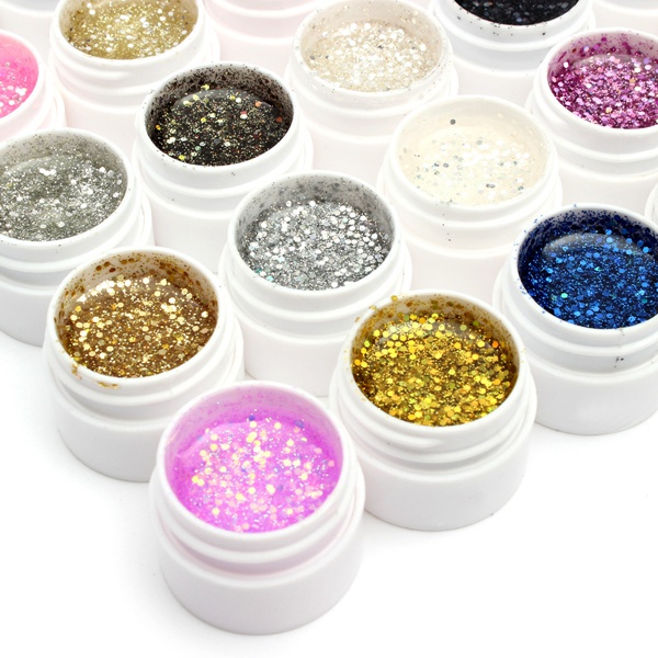 1 Pot 36 Color Glitter UV Gel Builder Nail Art Polish