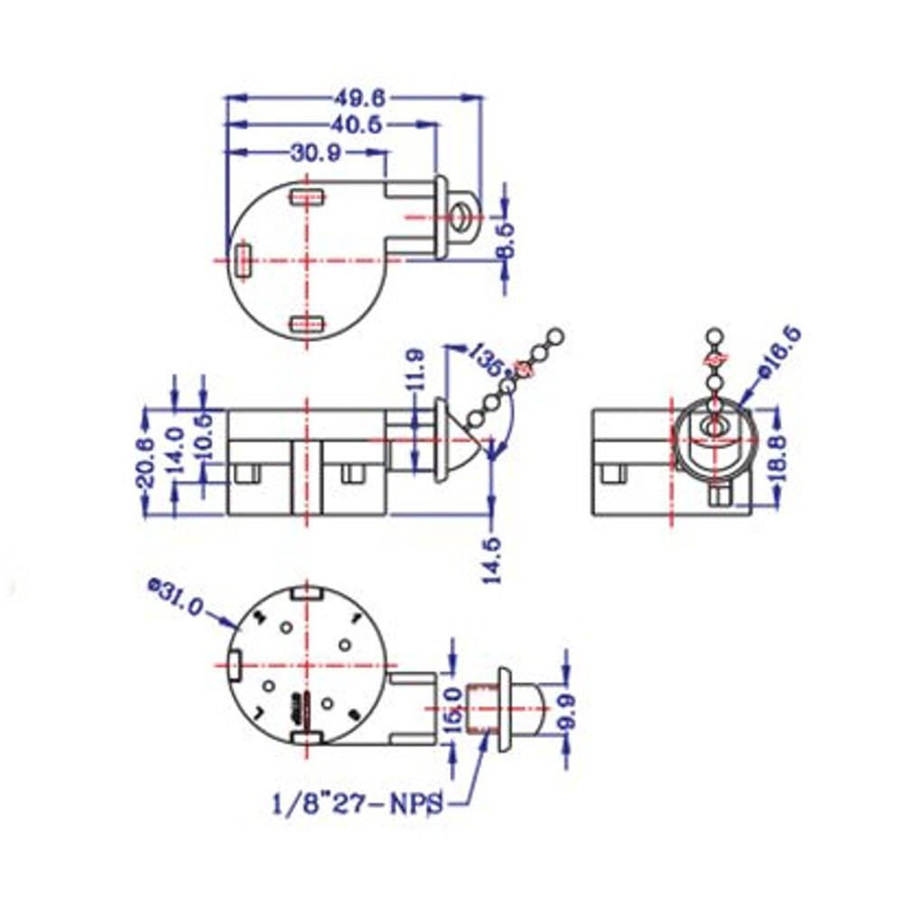 Zing Ear ZE-268S6 ZE-208S6 Pull Chain Switch