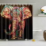 Modern-Elephant-Printing-Shower-Curtain-Waterproof-Mildewproof-Polyester-Fabric-Bath-Curtain-Bathroom-Product-With-12-Hooks