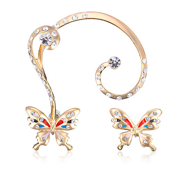 Rhinestone Butterfly Ear Clip