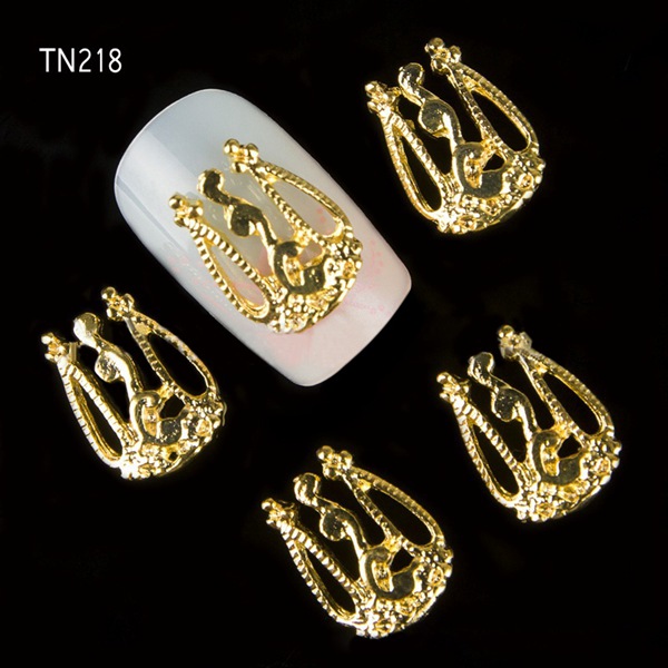 10 stuks gouden zilver 3D luxe legering holle nagel kunst decoratie