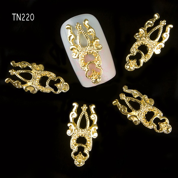 10 stuks gouden zilver 3D luxe legering holle nagel kunst decoratie