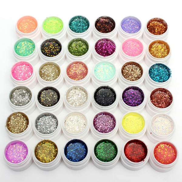 1 Pot 36 Color Glitter UV Gel Builder Nail Art Polish