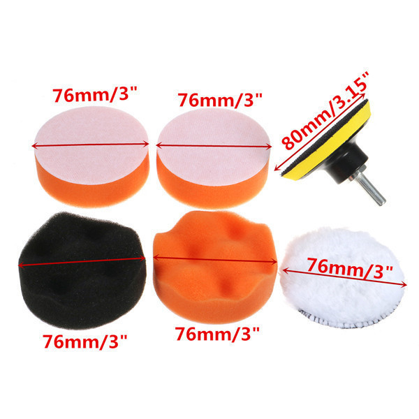 7pcs Polish Wax Foam Sponge Pad Met Booradapter