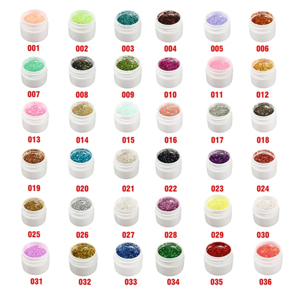 1 Pot 36 Color Glitter UV Gel Builder Nail Art Polish