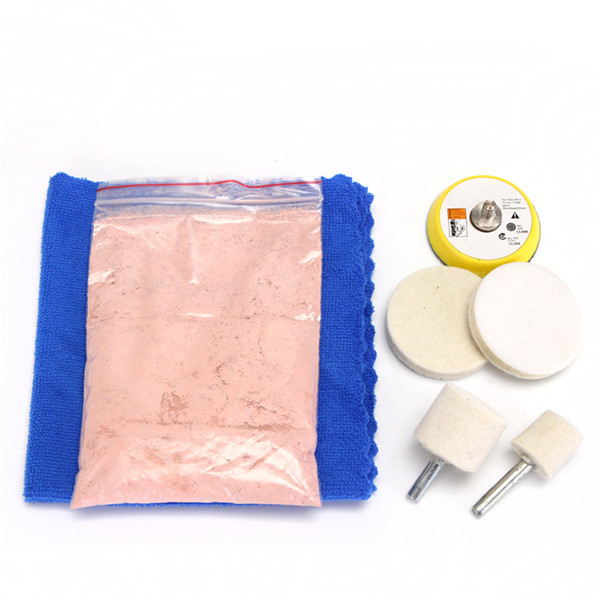 7 stuks glasafschraapbewerker 70g Cerium Oxide Polijstpakket en 2 inch wiel