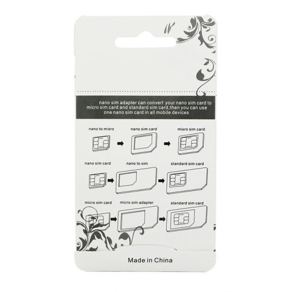 Nano SIM kaart adapter 4 in 1 micro sim adapter voor alle smartphones - dennisdeal.com