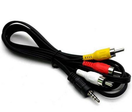 70CM 3.5MM Jack to 3 RCA Male Plug Adapter Audio Converter Video AV kabel - dennisdeal.com
