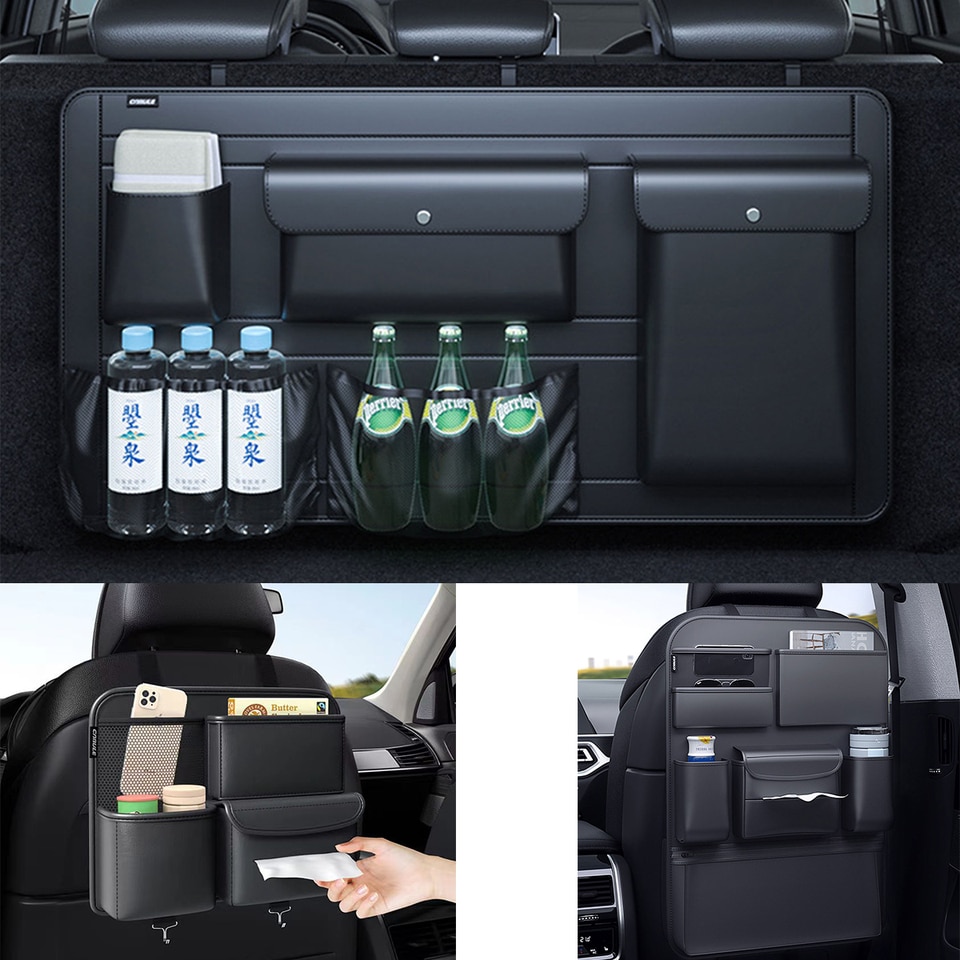 Auto organizer - autostoel organizer - vergroot de opslag van uw kofferbak  - kofferbak organizer - van hoogwaardig P.U. leer 